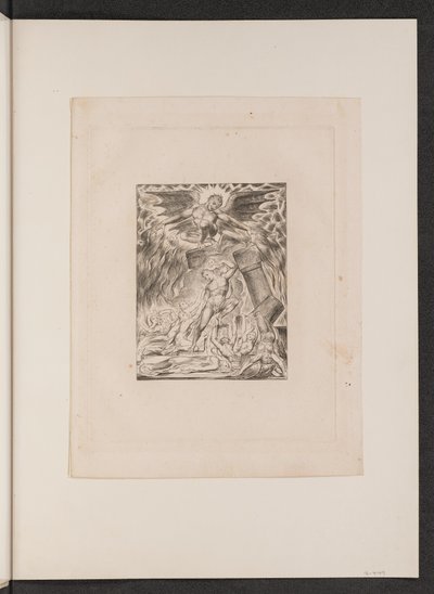 Jobs sønner og døtre overvældet af Satan af William Blake
