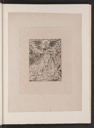 Jobs sønner og døtre overvældet af Satan, 1825. af William Blake