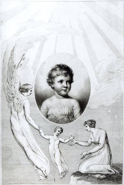 Mary Wollstonecraft Shelley (1797-1851) som barn, graveret af Robert Hartley Cromek (1770-1812) 1805 af William Blake