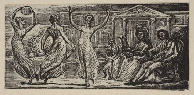 Menalcus Watching Women Dance, fra Thorntons Pastorals of Virgil, 1821. af William Blake