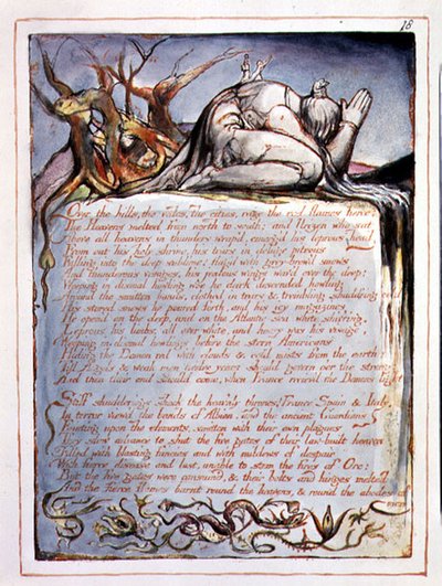 "Over the Hills", plade 16 fra "America, a Prophecy af William Blake