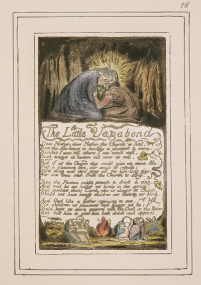 S.124-1950.pt46 Den lille Vagabond: plade 46 fra Sange om uskyld og oplevelse (kopi R) c.1802-08 (radering, blæk og wc) af William Blake
