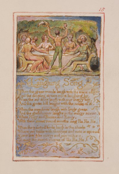 P.125-1950.pt15 Lattersang: plade 15 fra Songs of Innocence and of Experience (kopi AA) c.1815-26 (ætsning, blæk og wc) af William Blake