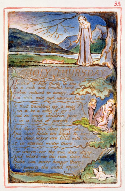 P.125-1950.pt33 Skærtorsdag: plade 33 fra Songs of Innocence and of Experience (kopi AA) ca.1815-26 (radering, blæk og wc) af William Blake