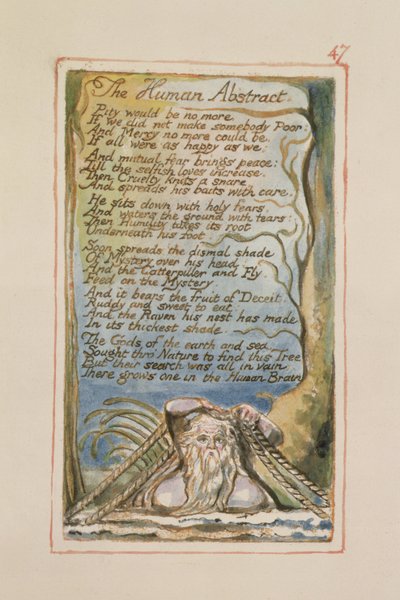 P.125-1950.pt47 The Human Abstract: plade 47 fra Songs of Innocence and of Experience (kopi AA) c.1815-26 (ætsning, blæk og wc) af William Blake