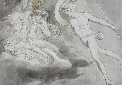 Satan nærmer sig Kaosretten af William Blake