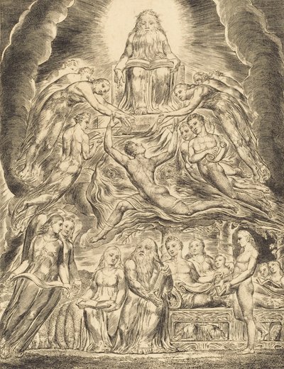 Satan foran Guds trone, 1825. af William Blake