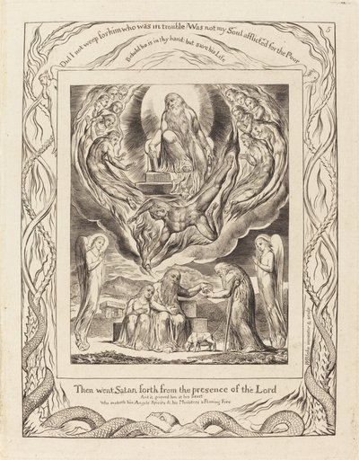 Satan går frem fra Herrens nærhed, 1825. af William Blake