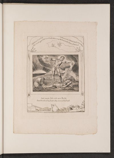 Satan slår job med bylder, 1825. af William Blake