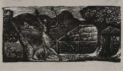 Shepherd Chases Away Wolf, fra The Pastorals of Virgil af William Blake