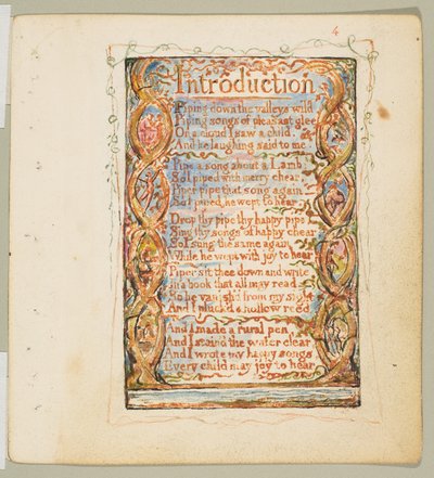 Songs of Innocence: Introduction, ca. 1825. af William Blake