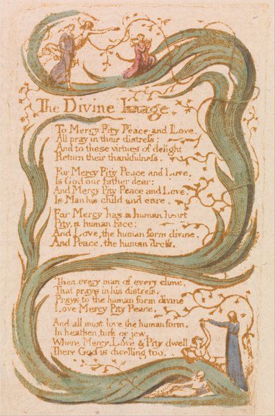 Innocence Songs, Plate 12, The Divine Image (Bentley 18) af William Blake