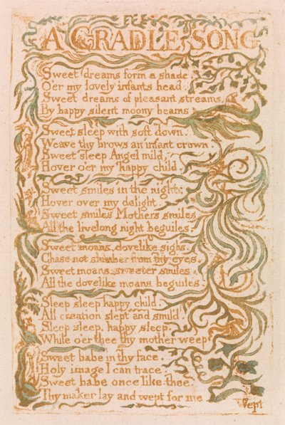 Songs of Innocence, Plate 18, A Cradle Song (Bentley 16) af William Blake