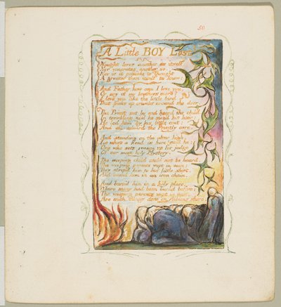 Sange om uskyld og om erfaring: A Little Boy Lost, ca. 1825. af William Blake