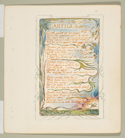 Sange om uskyld og om erfaring: Jordens svar, ca. 1825. af William Blake