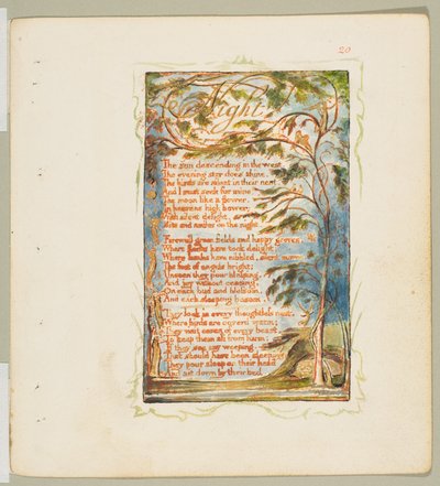 Sange om uskyld og oplevelse: Nat, ca. 1825. af William Blake
