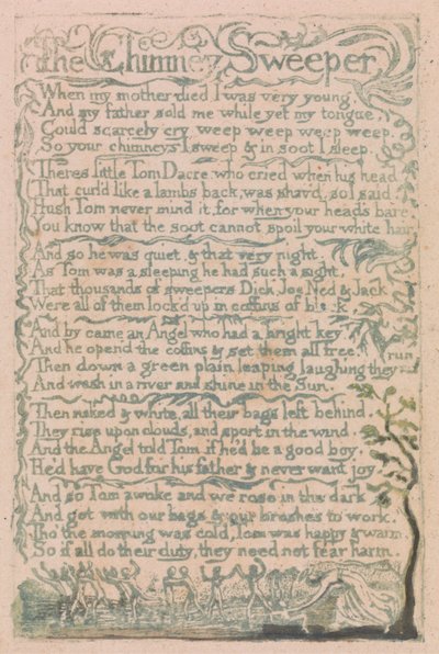 Sange om uskyld og om erfaring, plade 10, "Skorstensfejeren" (Bentley 12) af William Blake