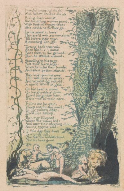 Sange om uskyld og erfaring, plade 22, den lille pige fundet (Bentley 36) af William Blake