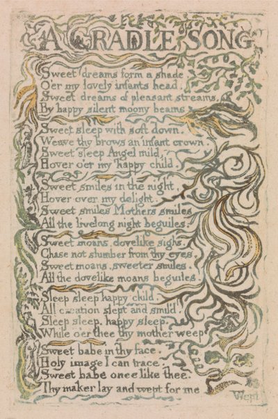 Sange om uskyld og erfaring, plade 26, en vuggesang (Bentley 16) af William Blake