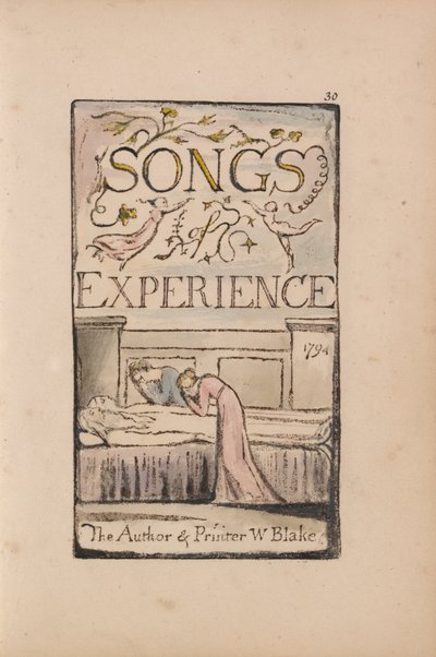 Sange om uskyld og erfaring, plade 30, oplevelsestitelside (Bentley 29) af William Blake
