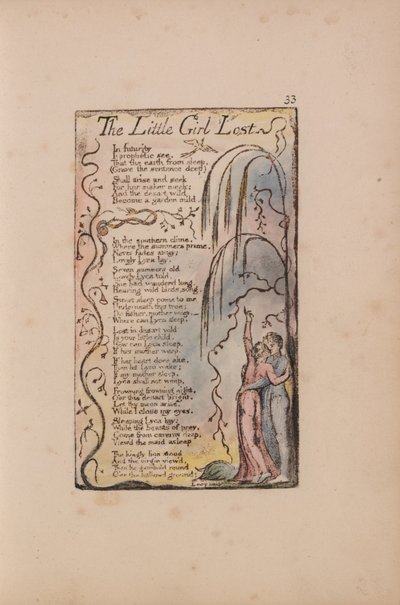 Sange om uskyld og erfaring, plade 33, Den lille pige tabt (Bentley 34) af William Blake