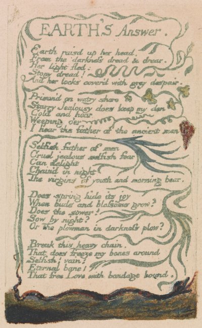 Sange om uskyld og om erfaring, tavle 35, "Jordens svar" (Bentley 31) af William Blake