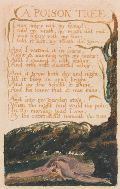 Sange om uskyld og om erfaring, plade 41, "A Poison Tree" (Bentley 49) af William Blake
