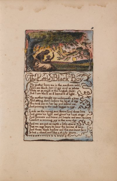 Sange om uskyld og erfaring, plade 8, Den lille sorte dreng (Bentley 9) af William Blake