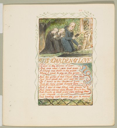 Sange om uskyld og oplevelse: Kærlighedens have, ca. 1825. af William Blake