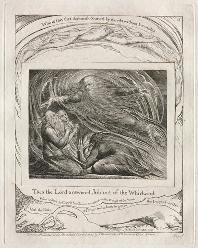 Jobs Bog: Pl. 13, Så svarede Herren Job ud af hvirvelvinden, 1825. af William Blake