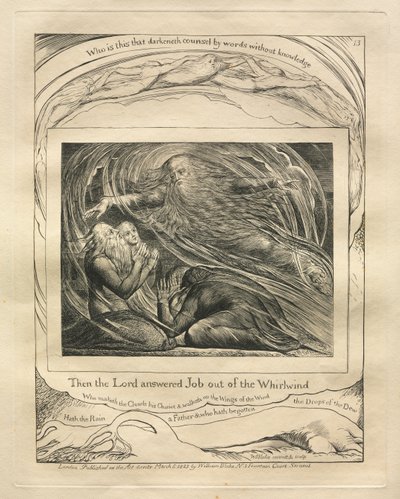 Jobs Bog: Pl. 13, Så svarede Herren Job ud af hvirvelvinden, 1825. af William Blake