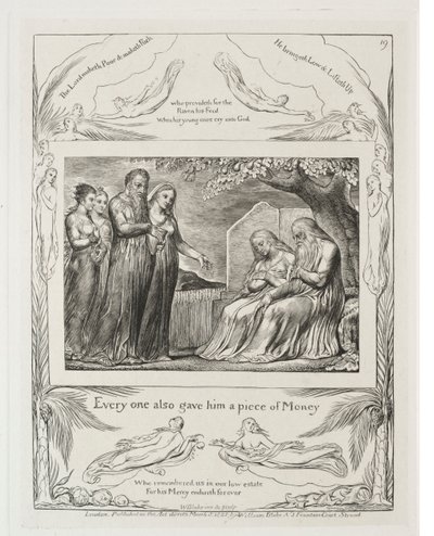 Jobs Bog: Pl. 19, Enhver gav ham også et stykke penge, 1825. af William Blake