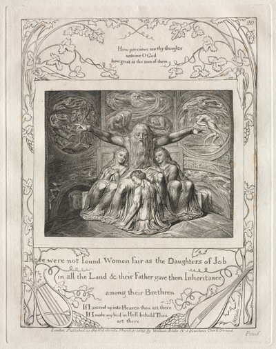 Jobs Bog: Pl. 20, Der fandtes ikke Kvinder smukke som Jobs Døtre / i hele Landet af William Blake
