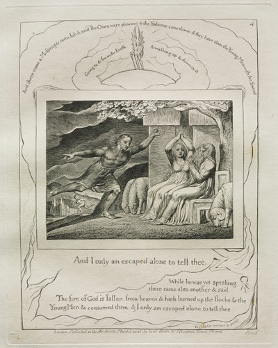 Jobs Bog: Pl. 4, Og jeg er kun undsluppet alene for at fortælle dig af William Blake