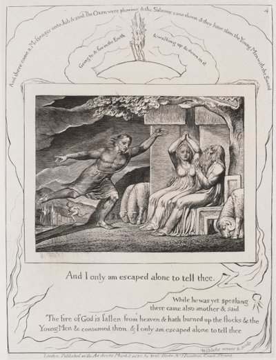 Jobs Bog: Pl. 4, og jeg er kun undsluppet alene for at fortælle dig af William Blake
