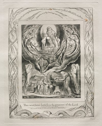 Jobs Bog: Pl. 5, Da gik Satan ud fra Herrens åsyn af William Blake