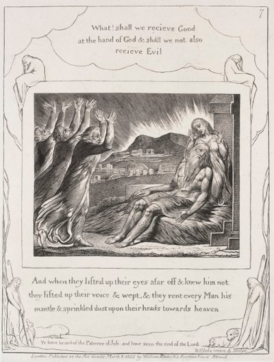 Jobs Bog: Pl. 7, og da de havde løftet deres øjne, 1825. af William Blake