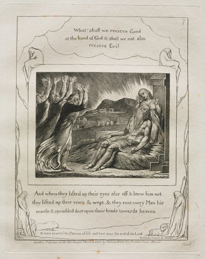 Jobs Bog: Pl. 7, Og da de løftede deres øjne langt væk og kendte ham ikke, løftede de deres røster og græd af William Blake