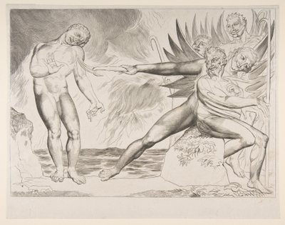 Circle of Corrupt Embedsmænd: The Devils Tormenting Ciampolo, fra Dantes Infer..., ca. 1825-27. af William Blake
