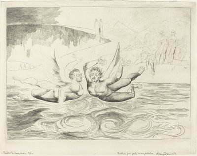 Kredsen af de korrupte embedsmænd, Djævle, der knuger hinanden, 1827. af William Blake