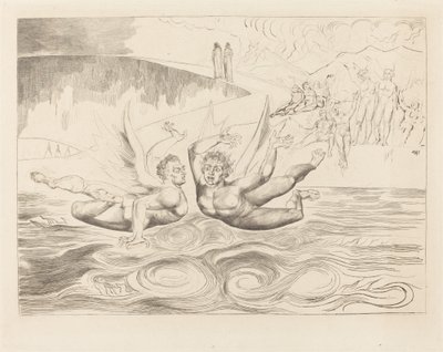 Kredsen af de korrupte embedsmænd; djævle, der knuger hinanden af William Blake