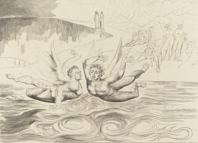 Kredsen af de korrupte embedsmænd, djævle, der knuger hinanden, 1827. af William Blake