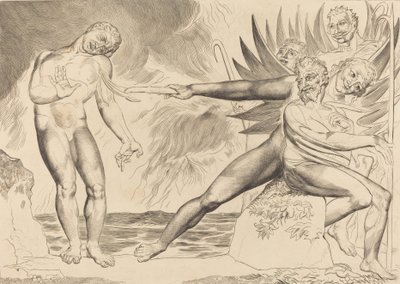 Kredsen af de korrupte embedsmænd, djævlerne, der plager Ciampolo, 1827. af William Blake