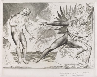 Kredsen af de korrupte embedsmænd, djævlerne, der plager Ciampolo, 1827. af William Blake