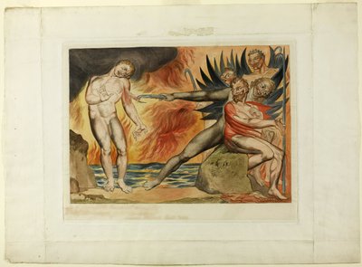 Kredsen af de korrupte embedsmænd; de Djævle, der plager Ciampolo. Inferno, canto XXII af William Blake