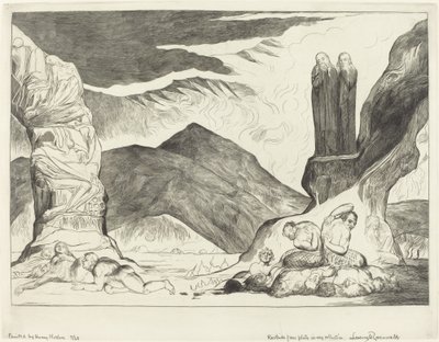 Forfalskernes Kreds; Dante og Virgil dækker deres næser på grund af stanken af William Blake