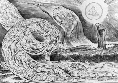 De vellystiges kreds: Paolo og Francesca, fra Dantes Den guddommelige komedie (Inferno) af William Blake