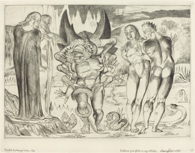 Tyvenes kreds, Agnolo Brunelleschi angrebet af en seksfodet slange, 1827. af William Blake