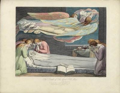 The Death of the Good Old Man, illustration fra "The Grave" af Robert Blair, indgraveret af Louis Schiavonetti af William Blake