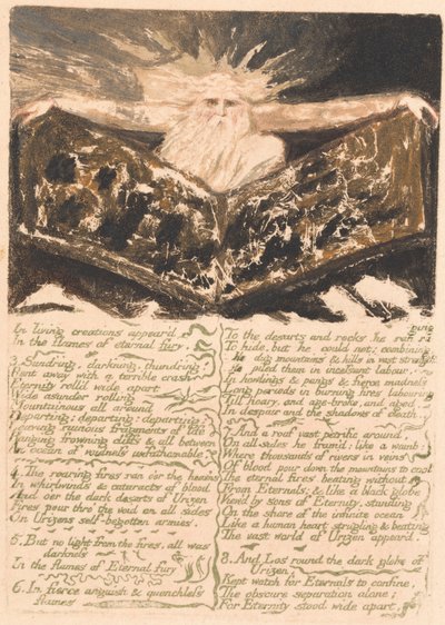 Den første bog af Urizen, plade 6, I levende kreationer vises. . . . (Bentley 5) af William Blake